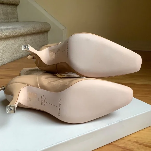 Black Suede Studio Laura Bootie Patent Leather Porcini SZ EU40/US9.5 - Picture 12 of 16